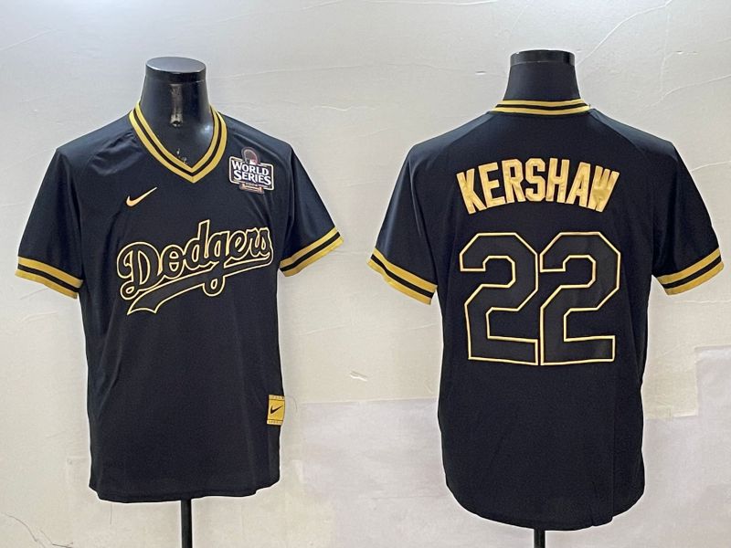 Men Los Angeles Dodgers 22 Kershaw Black Gold Game 2025 Nike MLB Jersey style 3253